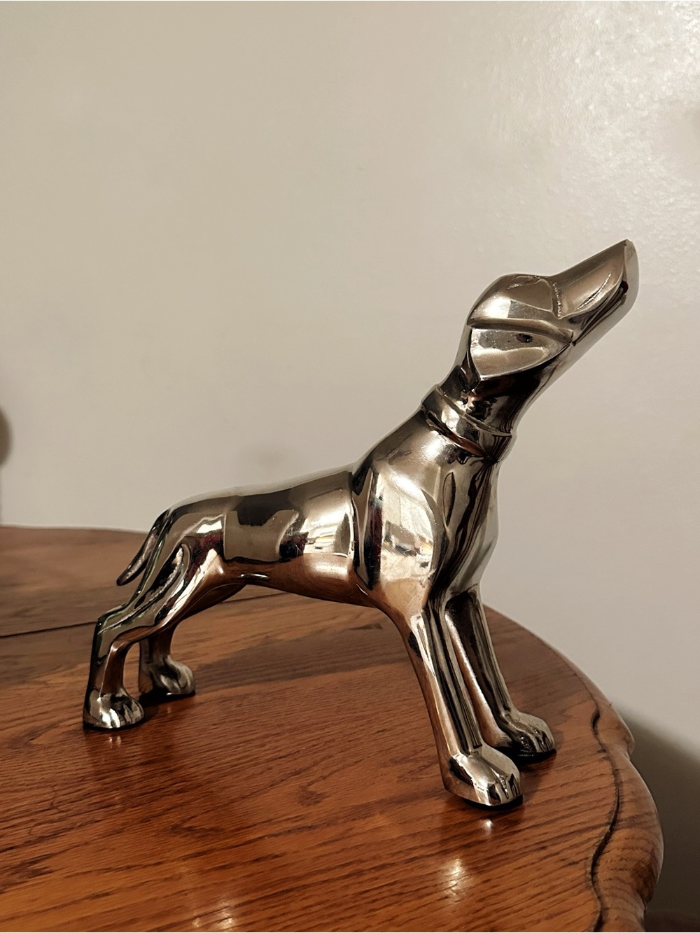 Polished Silver Dog Sculpture Home Accent